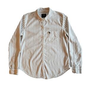Abercrombie Fitch Button Down Shirt Y2K Preppy Classic White Blue Stripe Women L